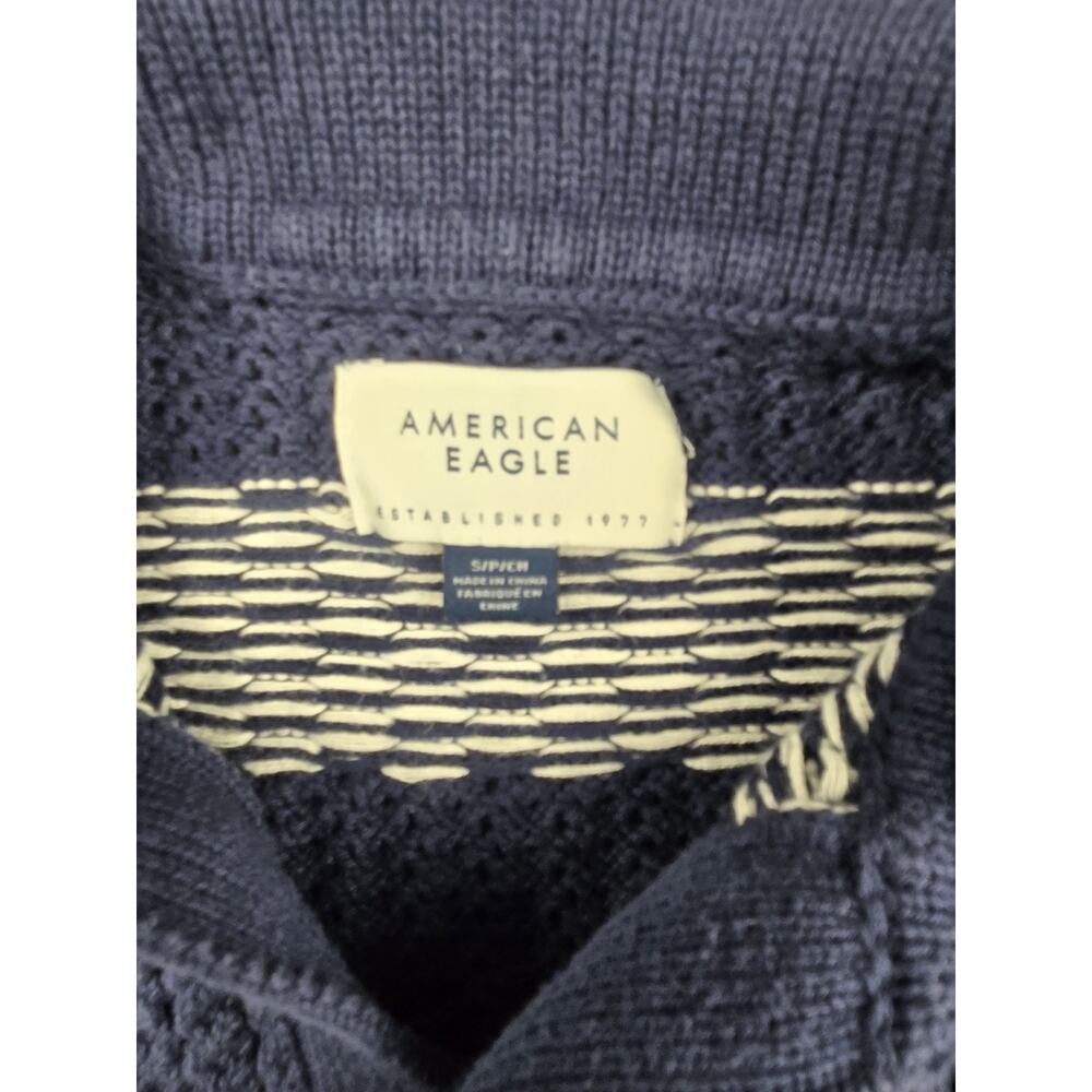 American Eagle Small Knitted Polo Shirt Striped #713 - Picture 4 of 7